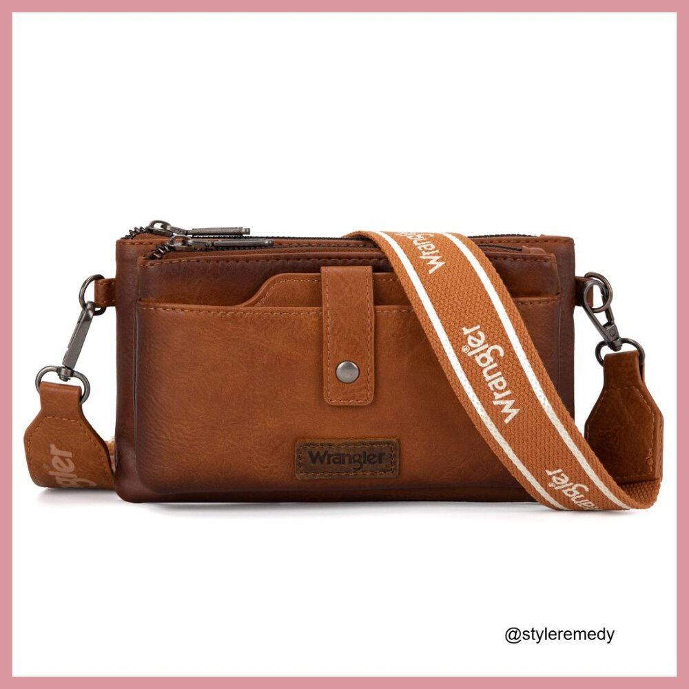 Faux Leather Crossbody Wallet Purse with Detachable Strap